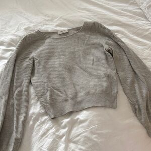 Babaton Light Gray Ribbed Knit sweater
